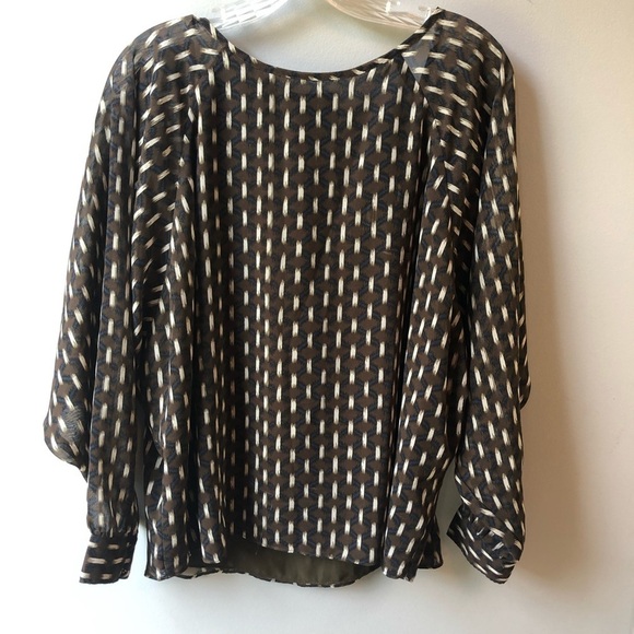 MM Couture by Miss Me Brown and White Sheer top XS - Picture 5 of 7